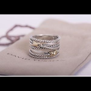 David Yurman Double X Crossover Ring, Size 6.5